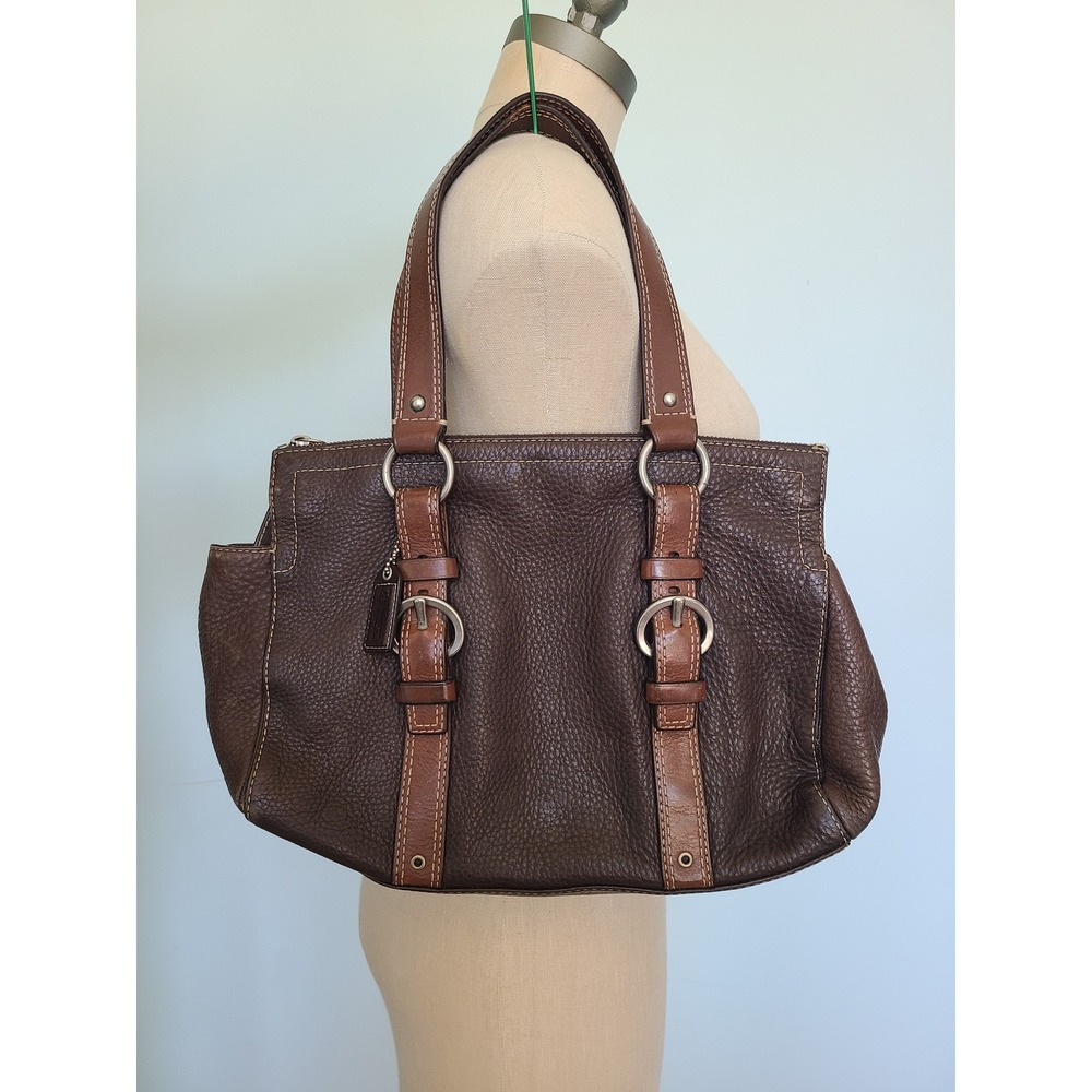 VTG Coach Chelsea Satchel Purse‎ Buckle Pebbled Brown Leather Y2K F10887